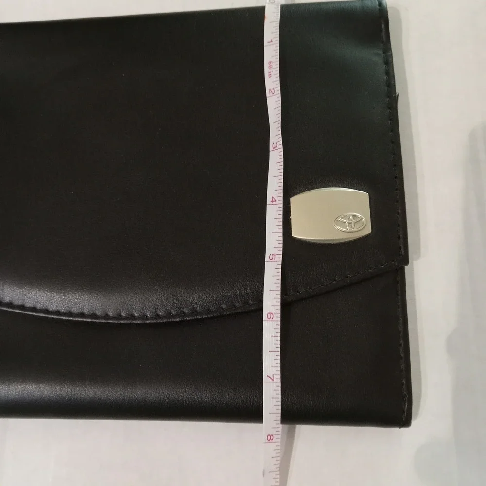 Toyota Black Faux Leather Owner Manual Case Document Organizer Magnetic Closure